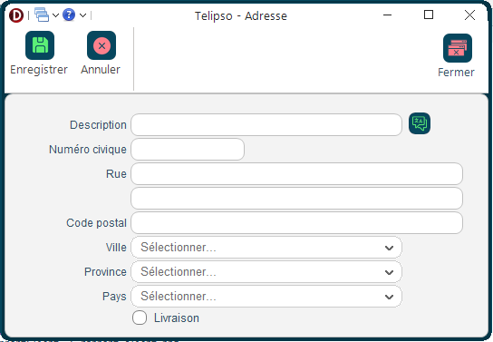Adresse fournisseur