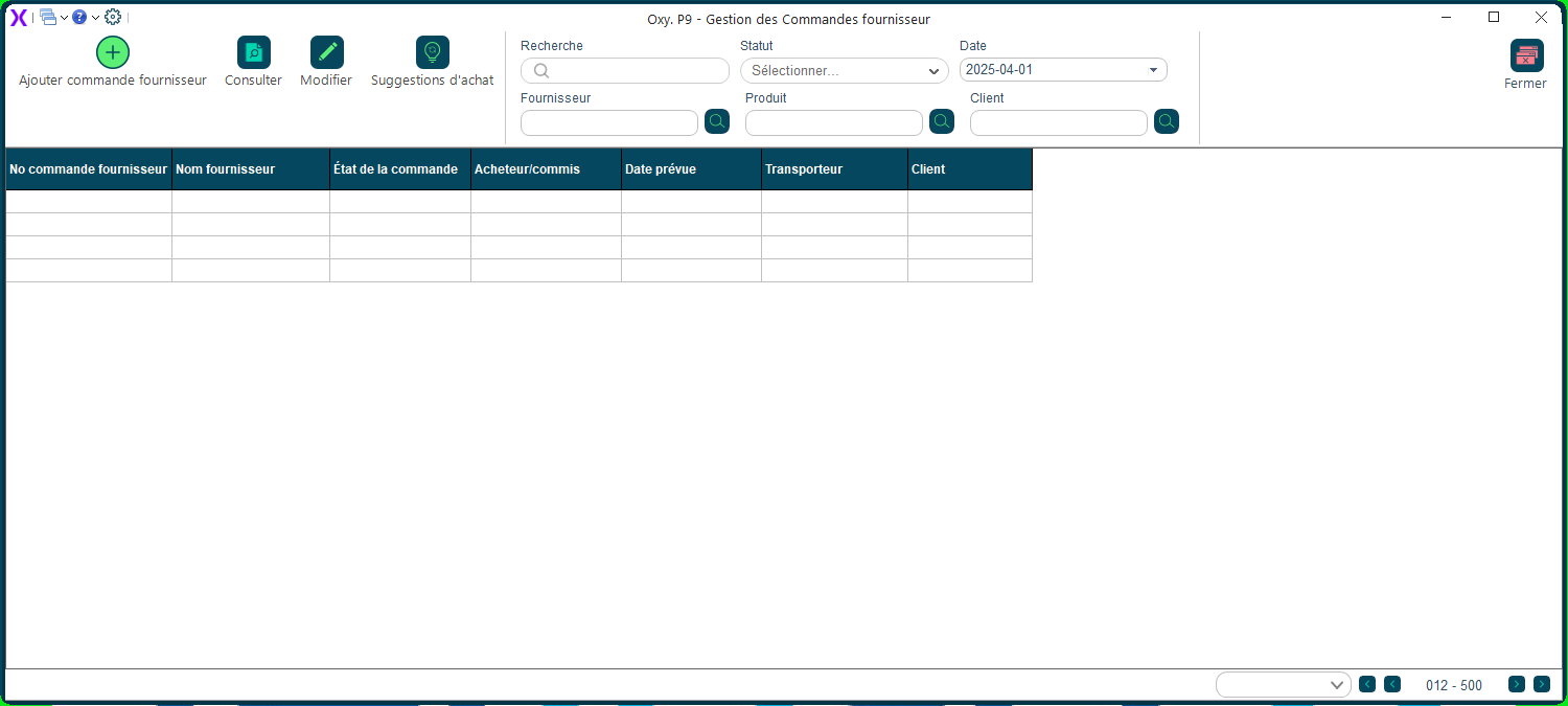 Gestion commandes fournisseur
