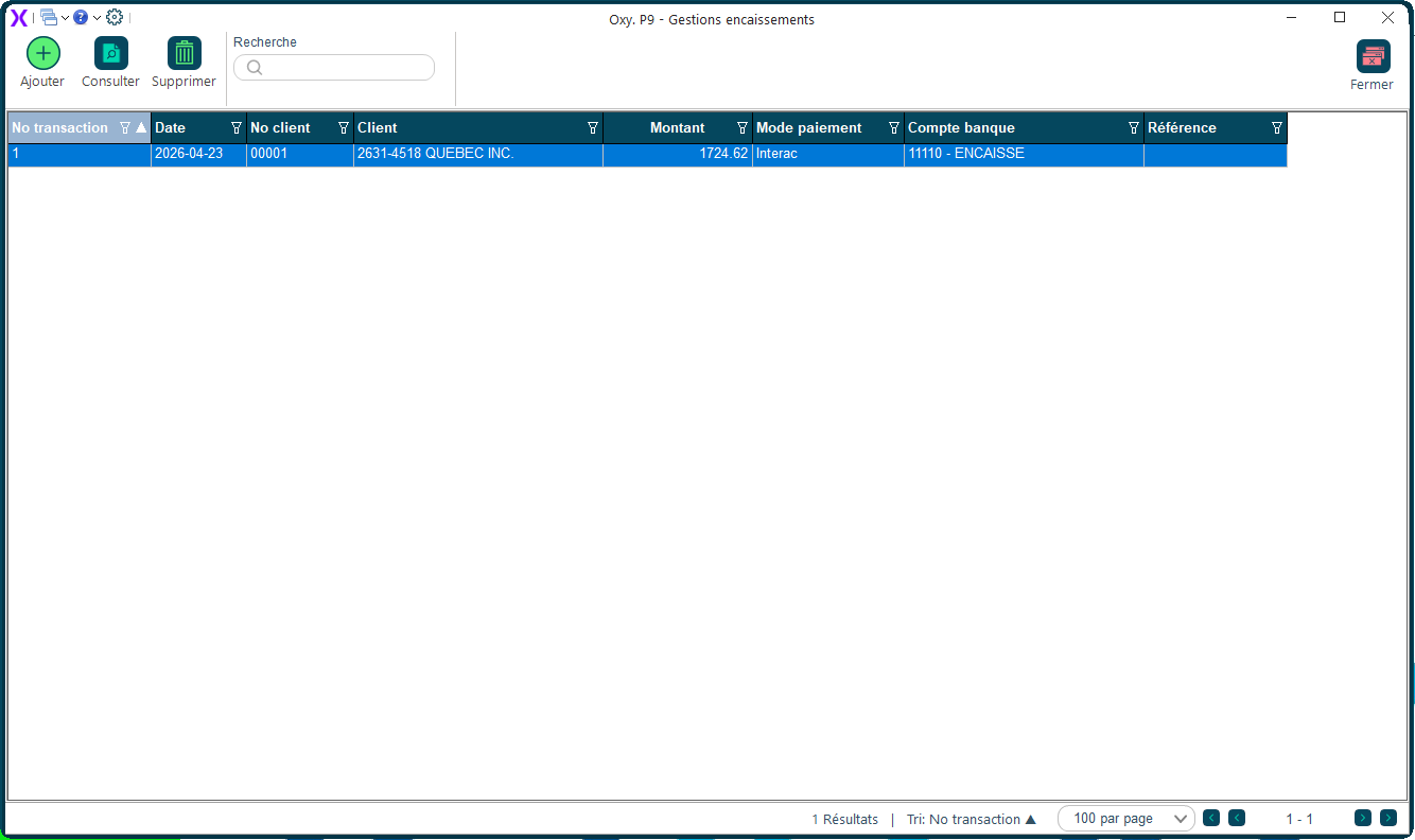 Gestion encaissements