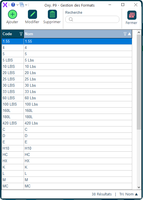 Gestion formats