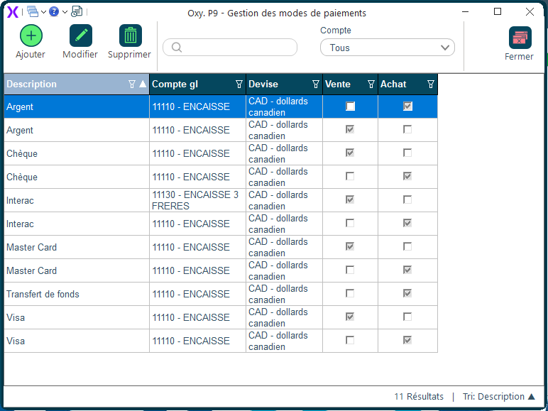 Modes paiement
