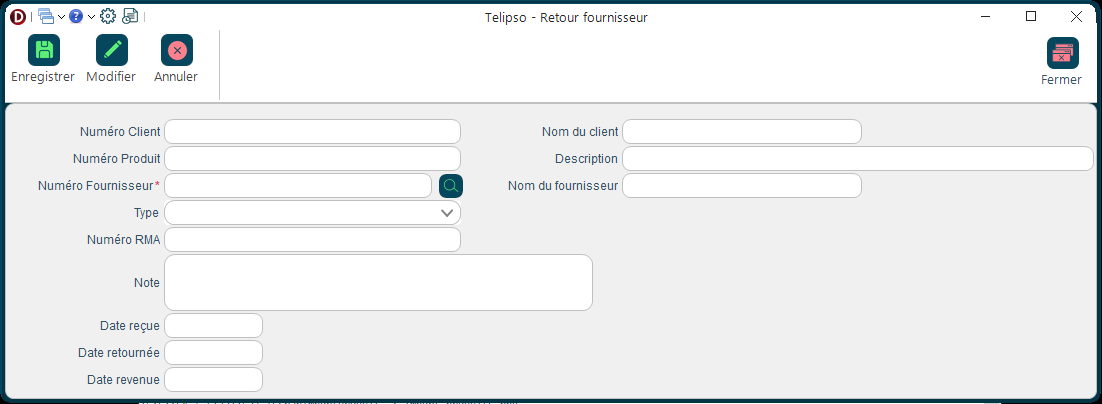 Modifier retour fournisseur