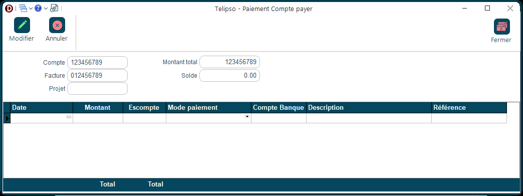 Paiement compte payer