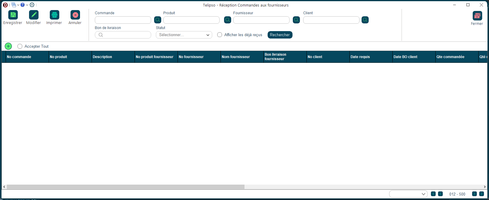 Réception commandes fournisseur