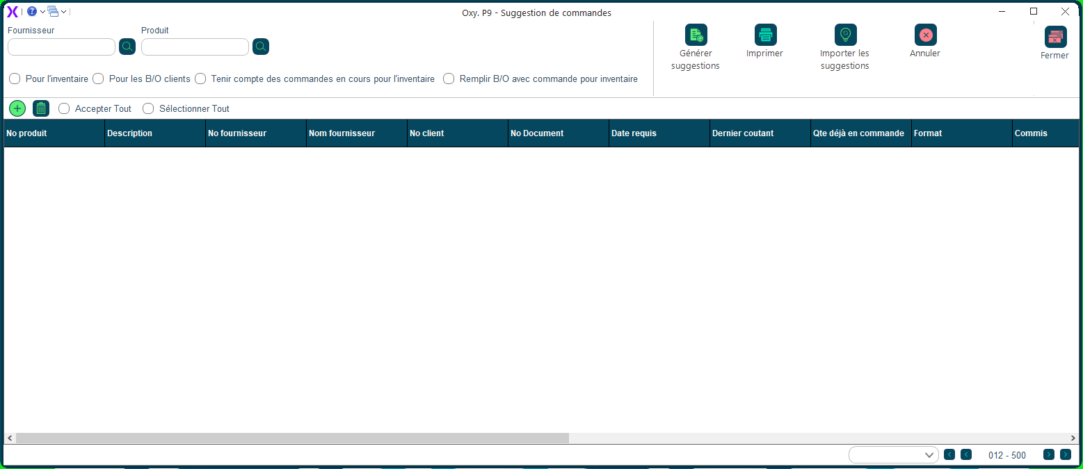 Suggestion commandes fournisseur
